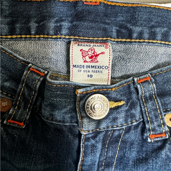 True Religion Straight Leg Flaps Picket Stitch Boys Zip Fly Vintage Blue sz 10 - Picture 4 of 16